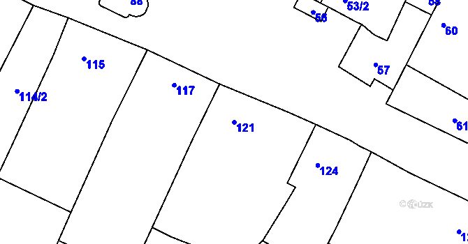Parcela st. 121 v KÚ Tři Dvory u Litovle, Katastrální mapa