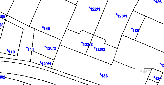 Parcela st. 122/2 v KÚ Tři Dvory u Litovle, Katastrální mapa