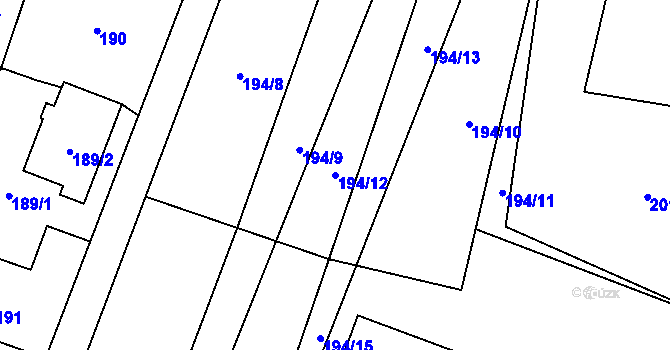 Parcela st. 194/12 v KÚ Tři Dvory u Litovle, Katastrální mapa