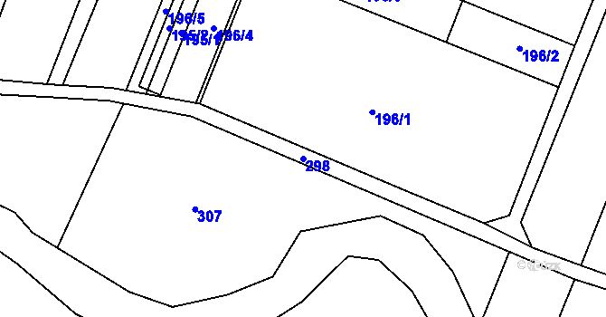 Parcela st. 298 v KÚ Tři Dvory u Litovle, Katastrální mapa