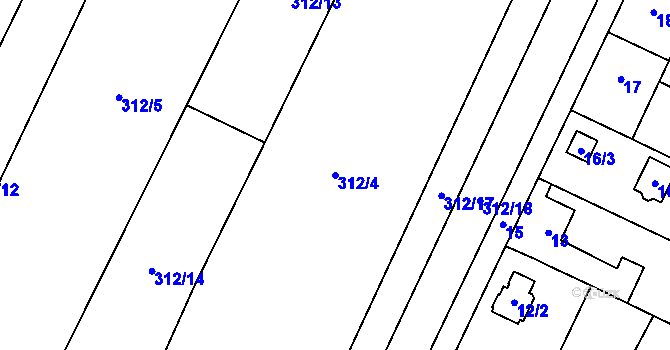 Parcela st. 312/4 v KÚ Tři Dvory u Litovle, Katastrální mapa