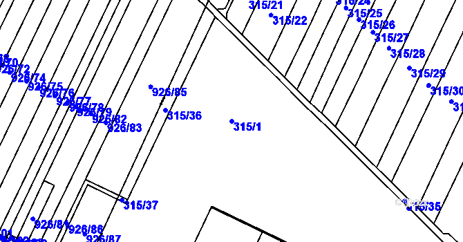 Parcela st. 315/1 v KÚ Tři Dvory u Litovle, Katastrální mapa