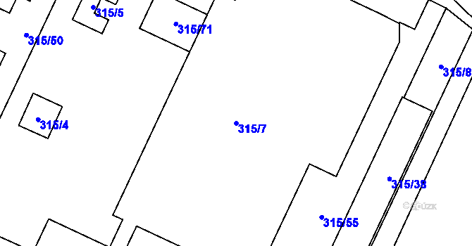 Parcela st. 315/7 v KÚ Tři Dvory u Litovle, Katastrální mapa