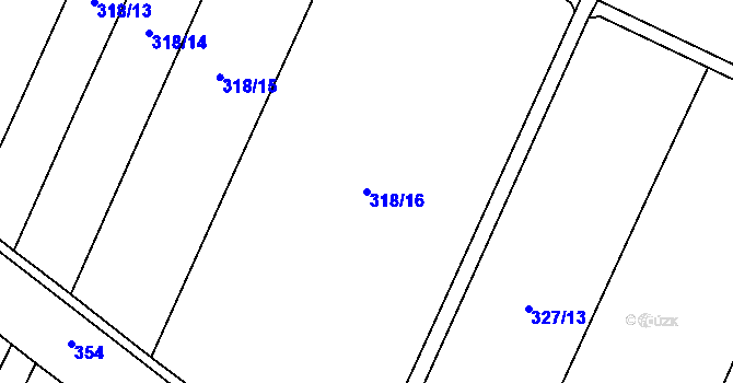 Parcela st. 318/16 v KÚ Tři Dvory u Litovle, Katastrální mapa