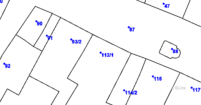 Parcela st. 112/1 v KÚ Tři Dvory u Litovle, Katastrální mapa