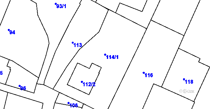 Parcela st. 114/1 v KÚ Tři Dvory u Litovle, Katastrální mapa