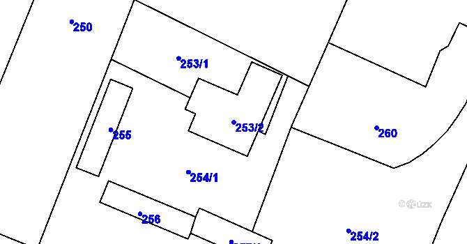 Parcela st. 253/2 v KÚ Tři Dvory u Litovle, Katastrální mapa