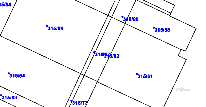 Parcela st. 315/62 v KÚ Tři Dvory u Litovle, Katastrální mapa