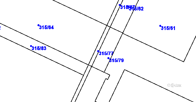 Parcela st. 315/77 v KÚ Tři Dvory u Litovle, Katastrální mapa