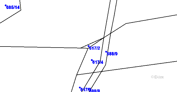 Parcela st. 617/2 v KÚ Červený Hrádek u Dačic, Katastrální mapa