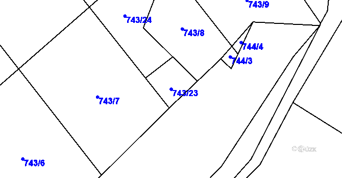 Parcela st. 743/23 v KÚ Červený Hrádek u Dačic, Katastrální mapa