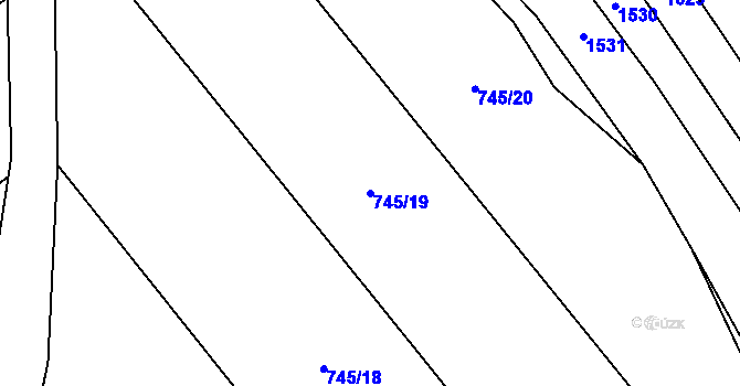 Parcela st. 745/19 v KÚ Červený Hrádek u Dačic, Katastrální mapa