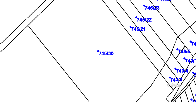 Parcela st. 745/30 v KÚ Červený Hrádek u Dačic, Katastrální mapa