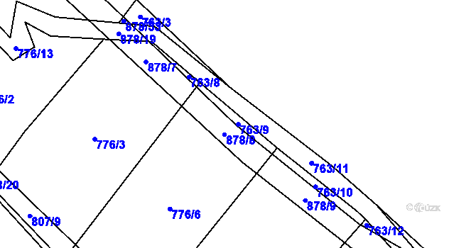 Parcela st. 763/9 v KÚ Červený Hrádek u Dačic, Katastrální mapa