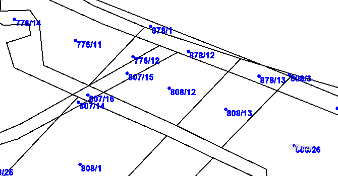 Parcela st. 808/12 v KÚ Červený Hrádek u Dačic, Katastrální mapa