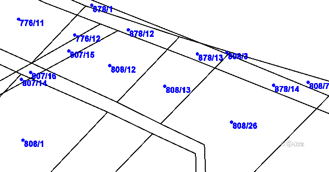 Parcela st. 808/13 v KÚ Červený Hrádek u Dačic, Katastrální mapa