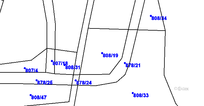 Parcela st. 808/19 v KÚ Červený Hrádek u Dačic, Katastrální mapa