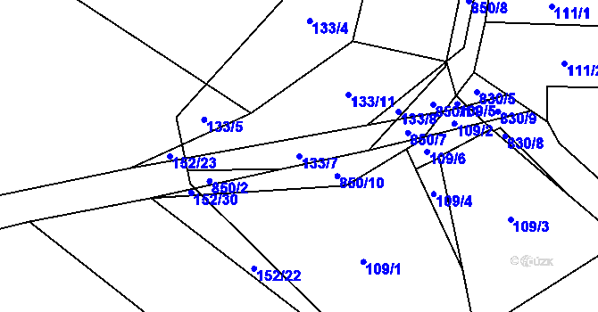 Parcela st. 133/7 v KÚ Červený Hrádek u Dačic, Katastrální mapa