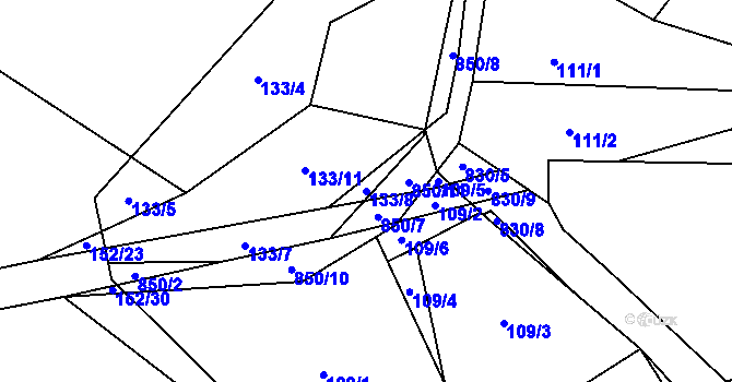 Parcela st. 133/8 v KÚ Červený Hrádek u Dačic, Katastrální mapa