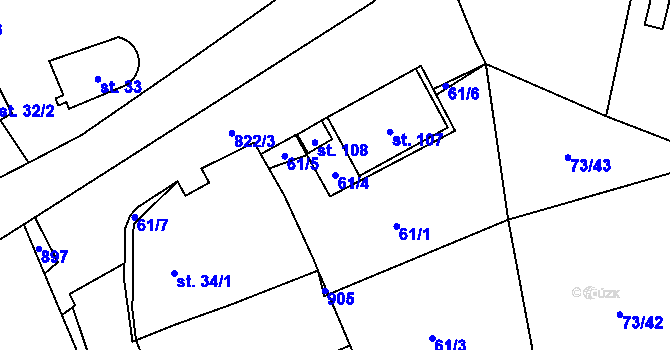Parcela st. 61/4 v KÚ Červený Hrádek u Dačic, Katastrální mapa