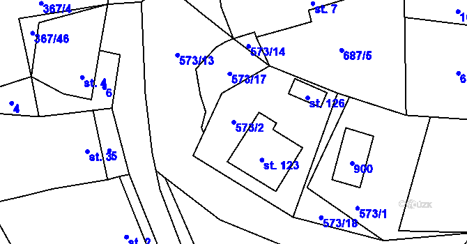 Parcela st. 573/2 v KÚ Červený Hrádek u Dačic, Katastrální mapa