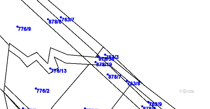 Parcela st. 763/3 v KÚ Červený Hrádek u Dačic, Katastrální mapa
