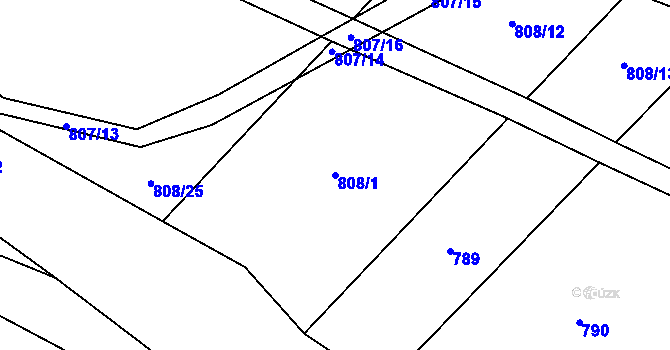 Parcela st. 808/1 v KÚ Červený Hrádek u Dačic, Katastrální mapa