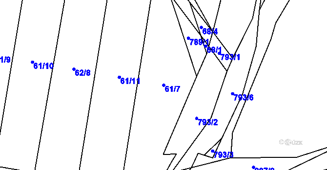 Parcela st. 61/7 v KÚ Jersice, Katastrální mapa