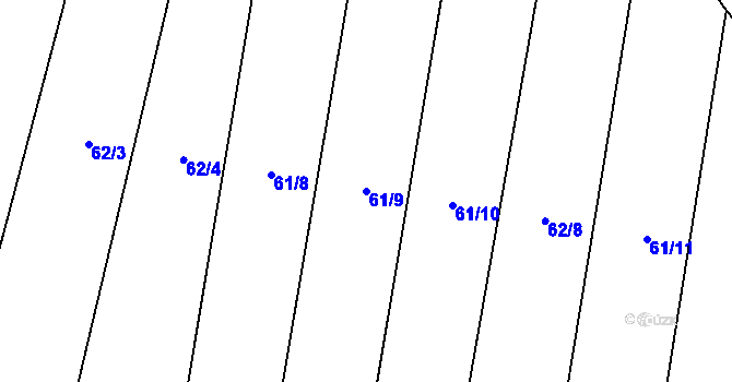 Parcela st. 61/9 v KÚ Jersice, Katastrální mapa