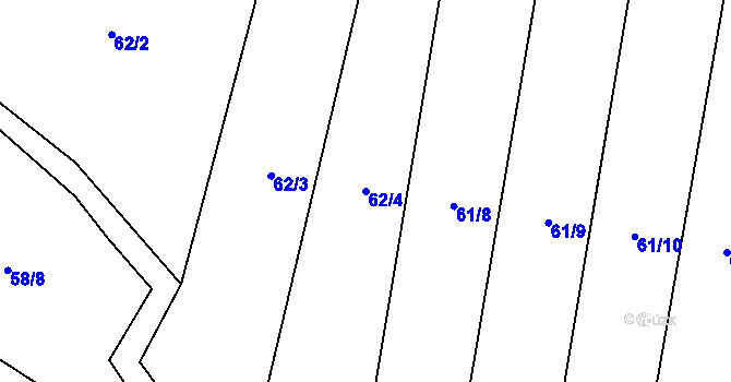 Parcela st. 62/4 v KÚ Jersice, Katastrální mapa