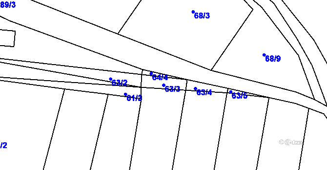 Parcela st. 63/3 v KÚ Jersice, Katastrální mapa