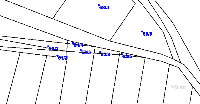 Parcela st. 63/4 v KÚ Jersice, Katastrální mapa