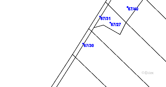 Parcela st. 67/30 v KÚ Jersice, Katastrální mapa