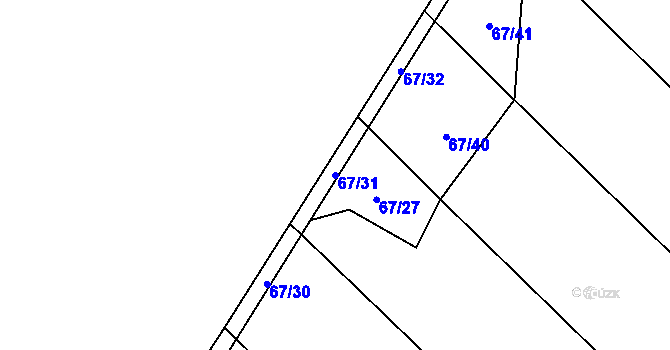 Parcela st. 67/31 v KÚ Jersice, Katastrální mapa