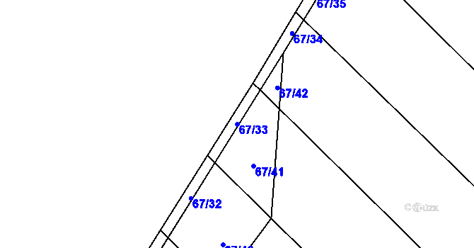 Parcela st. 67/33 v KÚ Jersice, Katastrální mapa