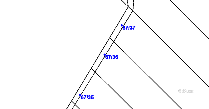 Parcela st. 67/36 v KÚ Jersice, Katastrální mapa