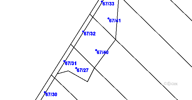 Parcela st. 67/40 v KÚ Jersice, Katastrální mapa