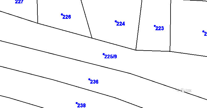 Parcela st. 225/9 v KÚ Jersice, Katastrální mapa