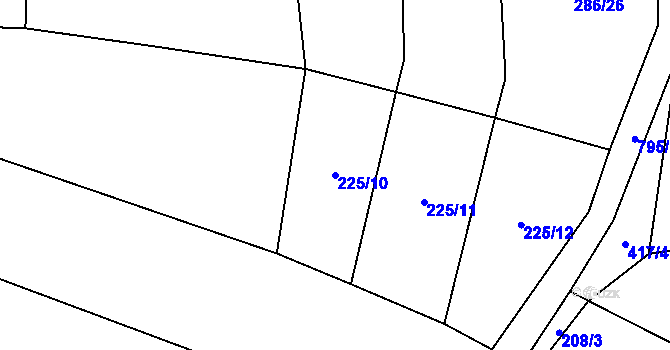 Parcela st. 225/10 v KÚ Jersice, Katastrální mapa