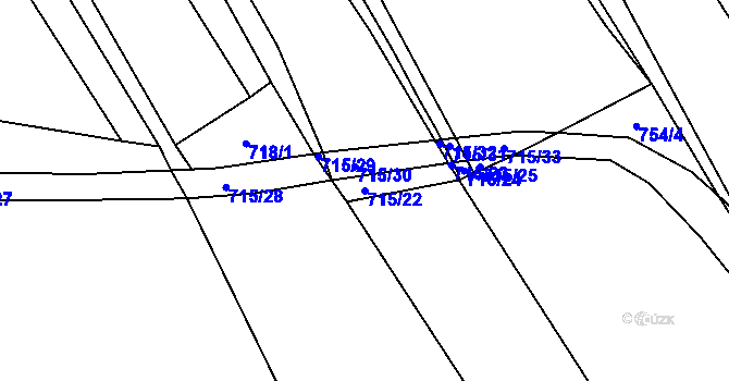 Parcela st. 715/22 v KÚ Jersice, Katastrální mapa