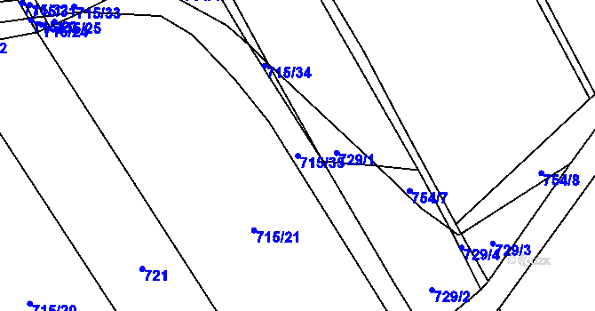 Parcela st. 715/35 v KÚ Jersice, Katastrální mapa