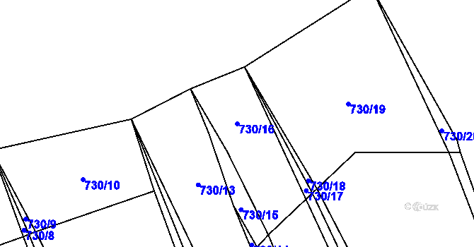 Parcela st. 730/16 v KÚ Jersice, Katastrální mapa
