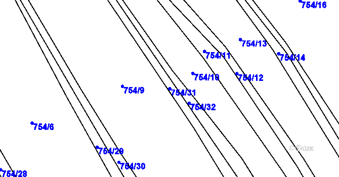 Parcela st. 754/31 v KÚ Jersice, Katastrální mapa