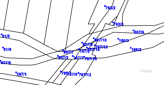 Parcela st. 807/8 v KÚ Jersice, Katastrální mapa