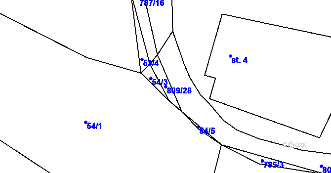 Parcela st. 809/28 v KÚ Jersice, Katastrální mapa