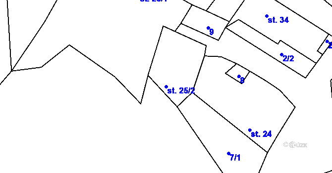Parcela st. 25/2 v KÚ Jersice, Katastrální mapa