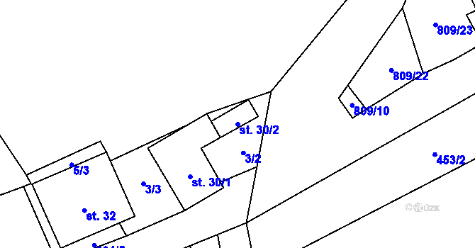 Parcela st. 30/2 v KÚ Jersice, Katastrální mapa