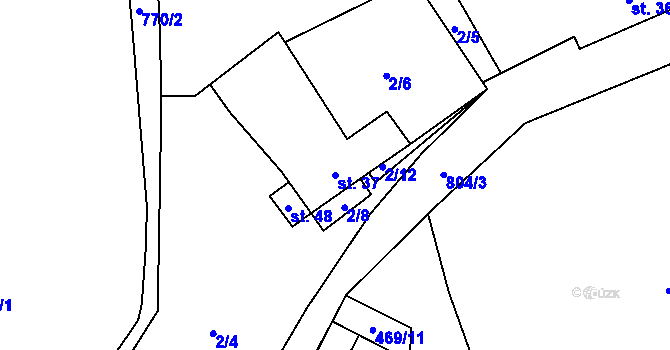 Parcela st. 37 v KÚ Jersice, Katastrální mapa