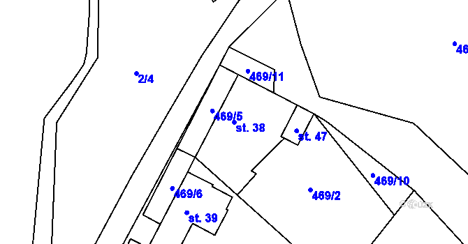 Parcela st. 38 v KÚ Jersice, Katastrální mapa