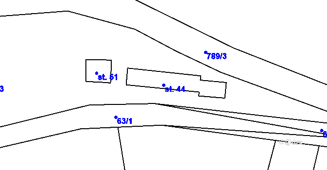 Parcela st. 44 v KÚ Jersice, Katastrální mapa